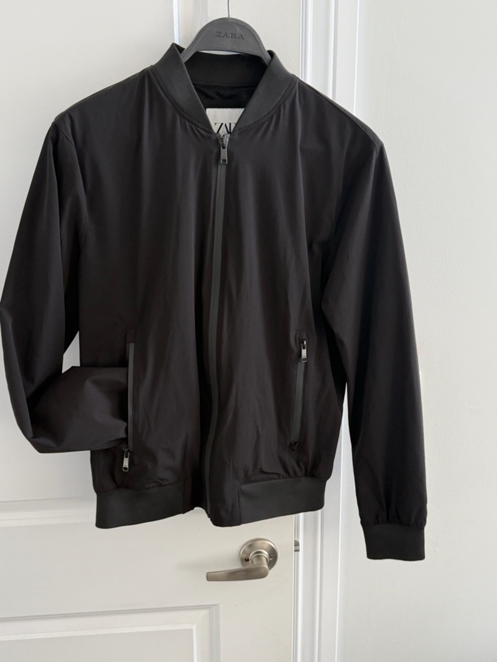 Zara Black Men's Bomber Jacket with Zip Pockets